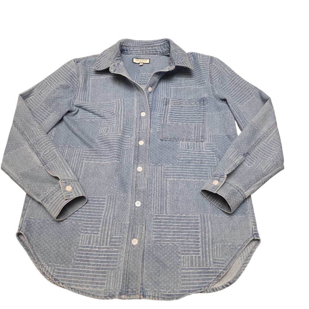 Bagatelle Collection New York Denim Embroidered Patchwork Shacket Baggy Size M - Picture 6 of 13